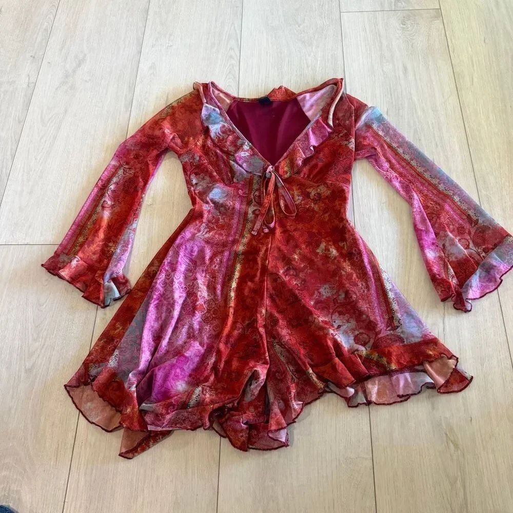Urban outfitters Marina Paisley Asymmetrical Romper size xs